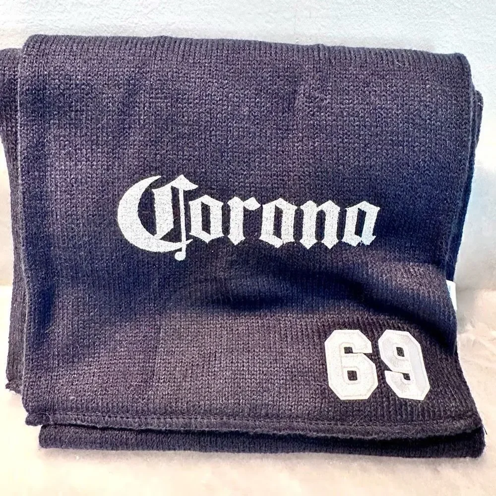NWOT Port & Company Corona Beer 69 Sports Knitted Winter Scarf Navy